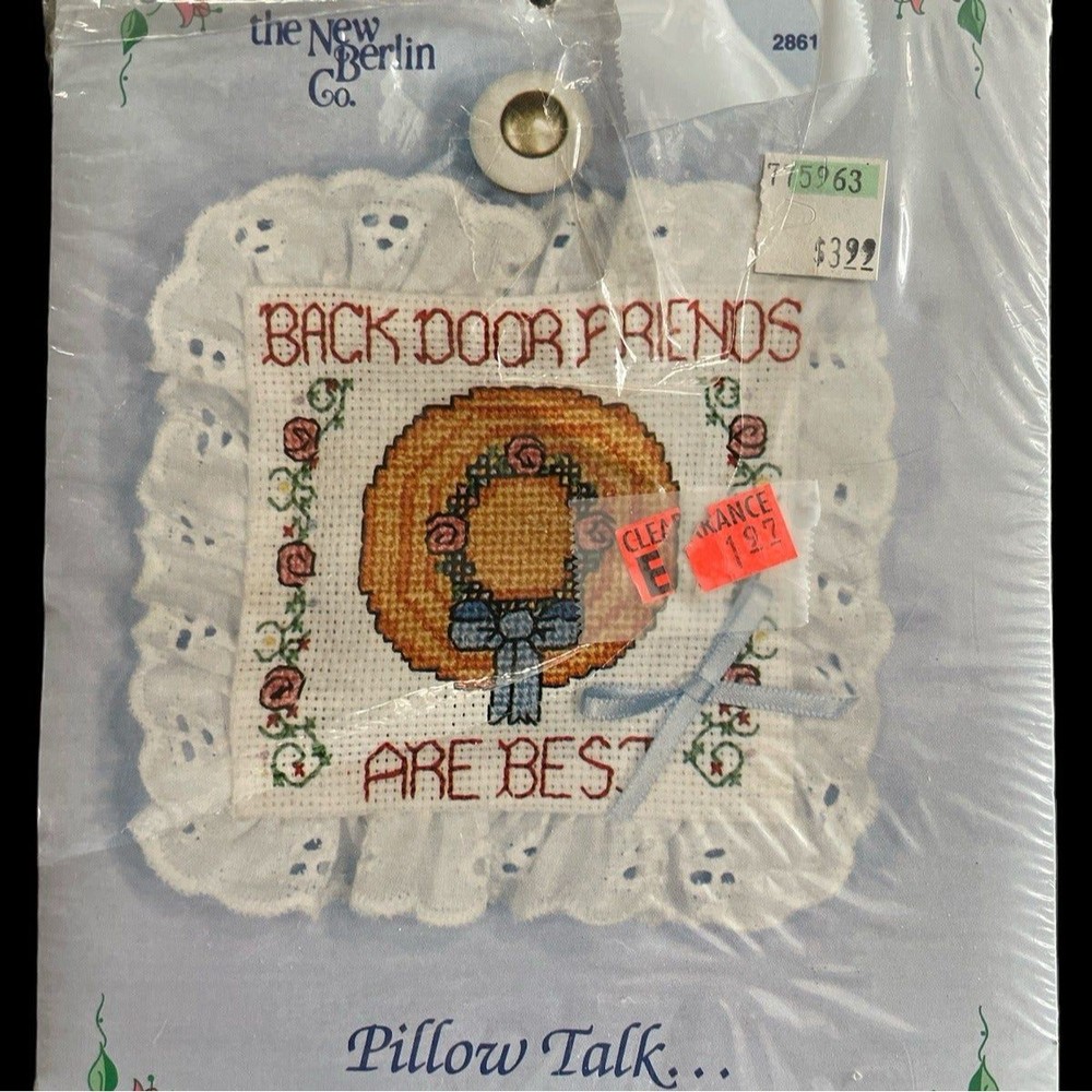 Counted Cross Stitch New Berlin Kit 2861 Pillow Talk Back Door Friends Are Best - Picture 1 of 5